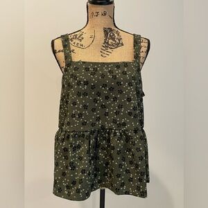 Ann Taylor Olive Green Floral Top